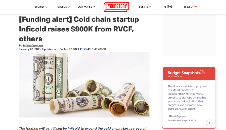 Cold chain startup Inficold raises $900K from RVCF and others