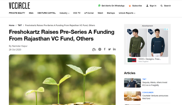Freshokartz raises Pre-Series A funding from Rajasthan VC Fund and others