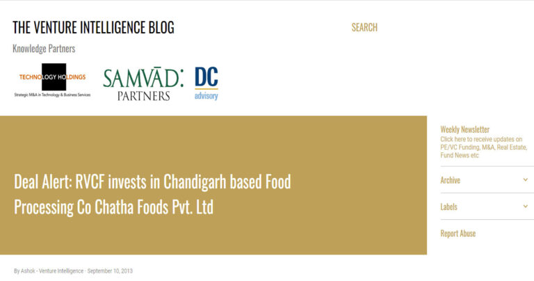 RVCF invests ₹13 crores in Chatha Foods