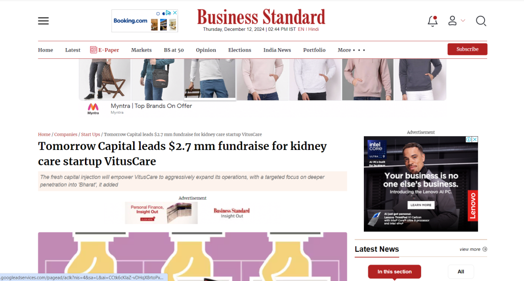 Tomorrow Capital leads $2.7M fundraise for kidney care startup VitusCare