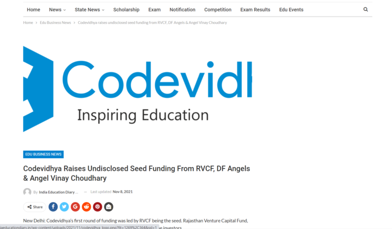 Codevidhya raises undisclosed seed funding from RVCF, DF Angels & Angel Vinay Choudhary